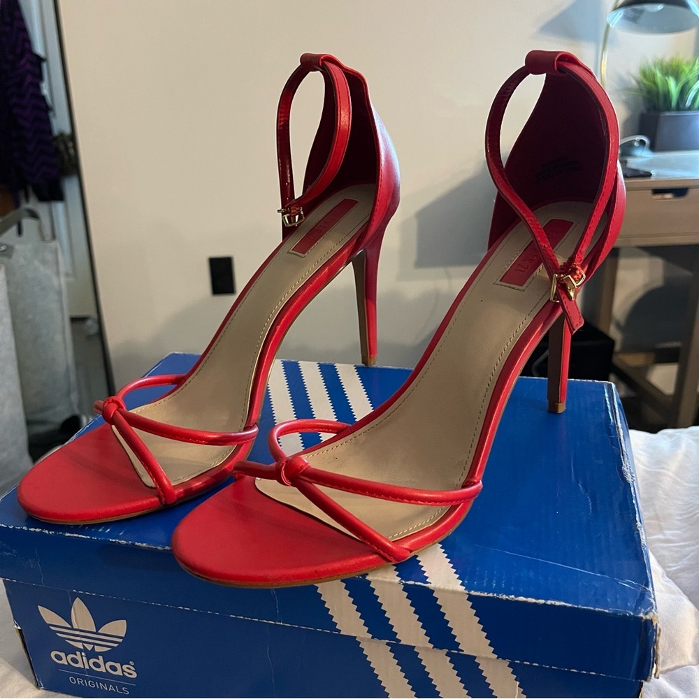 Red strapped heels
